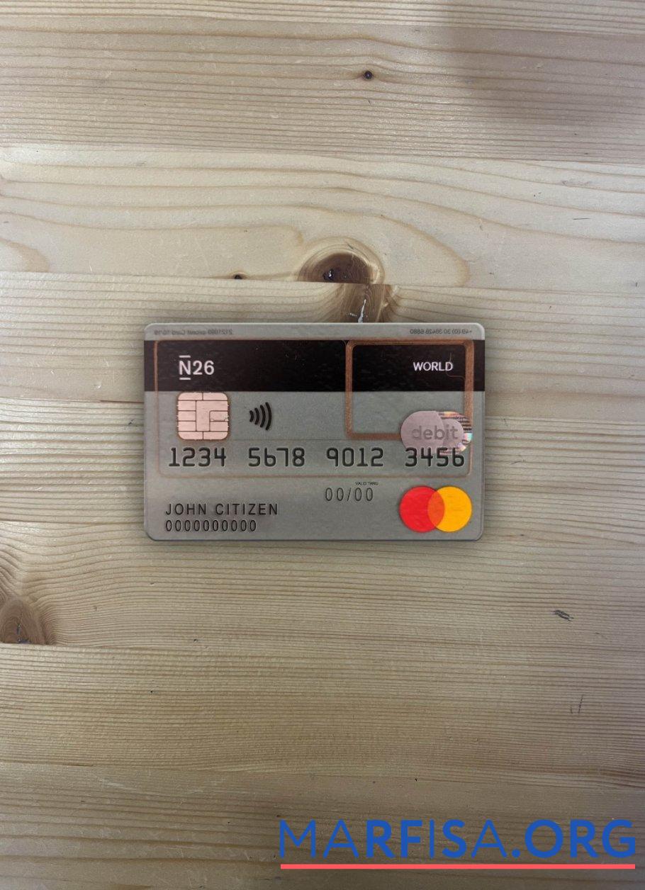 Printable Germany N26 bank Germany debit mastercard photolook front sample